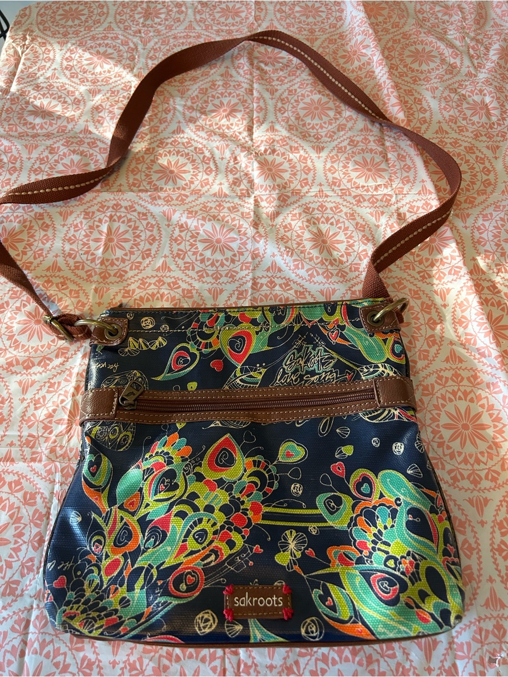 Sakroots Navy Multicolor Floral Paisley Crossbody Bag